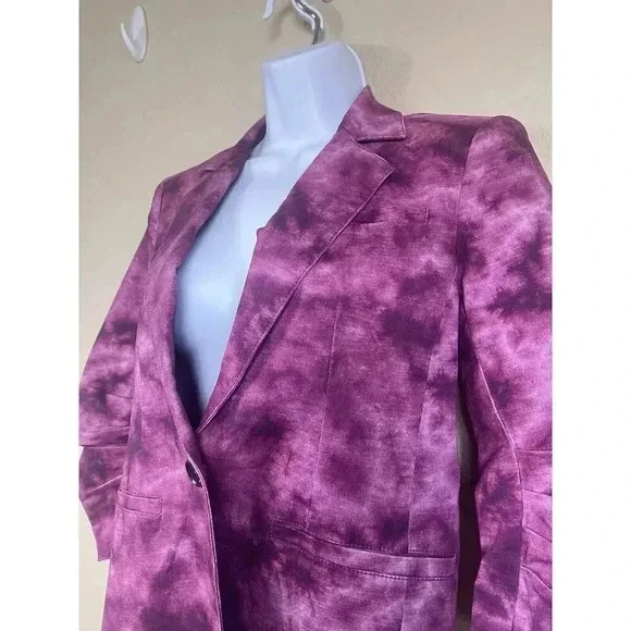 CINQ A SEPT Khloe Blazer 3/4 Sleeve Tie Dye Jacket Womens Size 0 - Picture 4 of 13